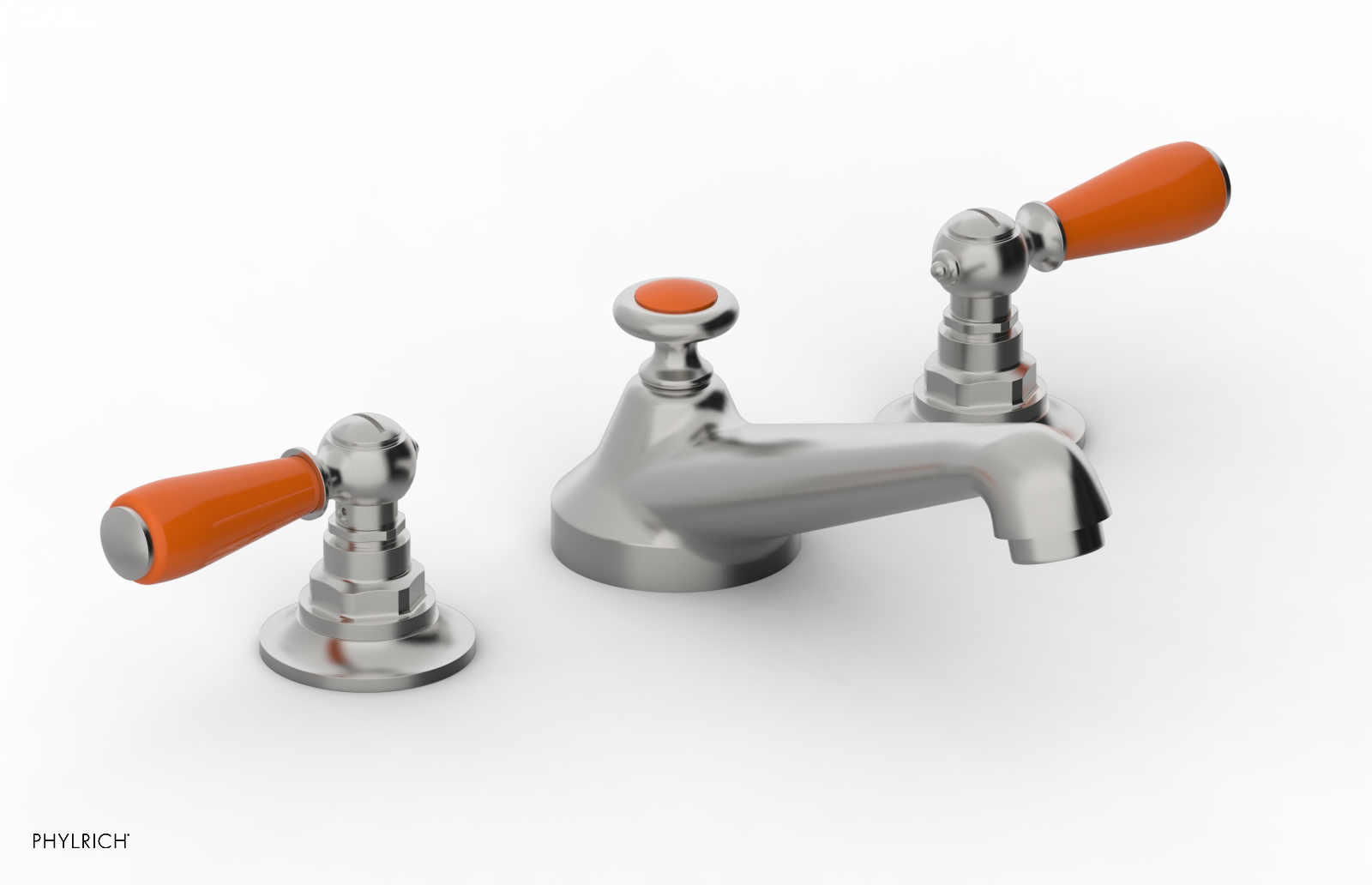 JAMESTOWN Widespread Faucet - Low Spout - Lever Handle with "Orange" Accents 165-02