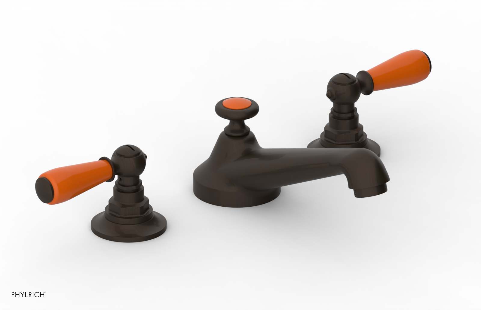 JAMESTOWN Widespread Faucet - Low Spout - Lever Handle with "Orange" Accents 165-02