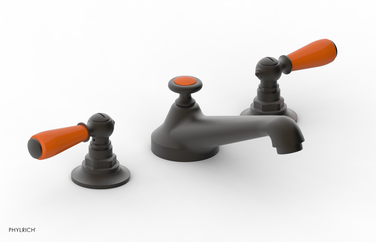 JAMESTOWN Widespread Faucet - Low Spout - Lever Handle with "Orange" Accents 165-02