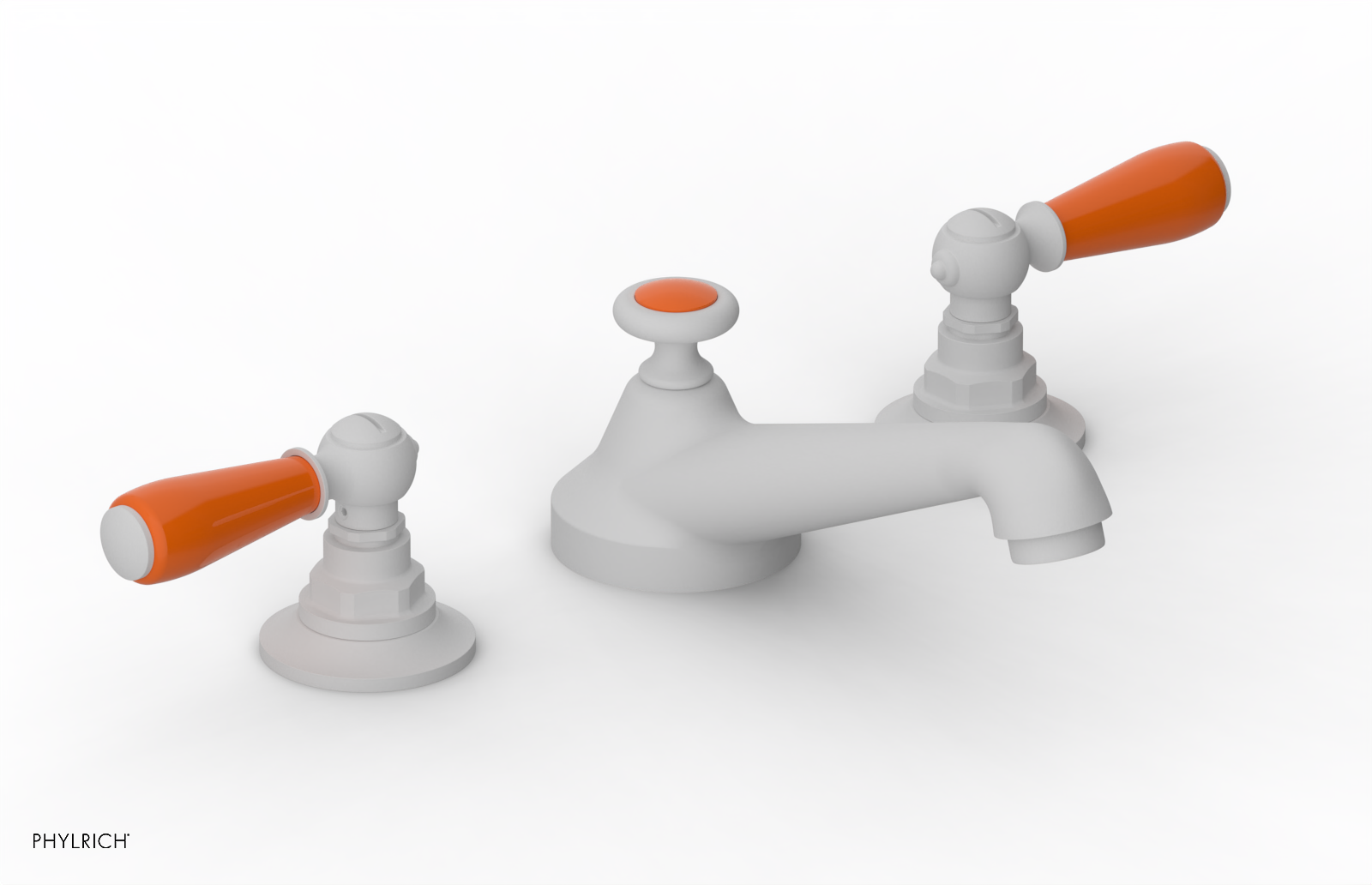 JAMESTOWN Widespread Faucet - Low Spout - Lever Handle with "Orange" Accents 165-02