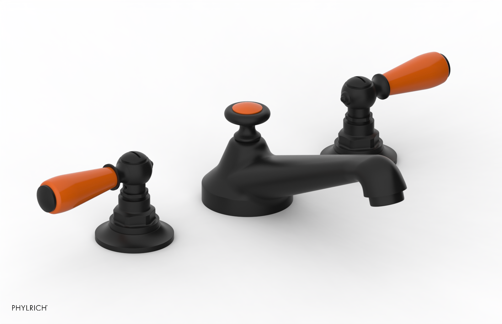 JAMESTOWN Widespread Faucet - Low Spout - Lever Handle with "Orange" Accents 165-02