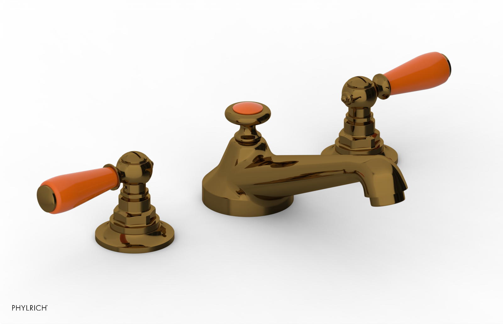 JAMESTOWN Widespread Faucet - Low Spout - Lever Handle with "Orange" Accents 165-02