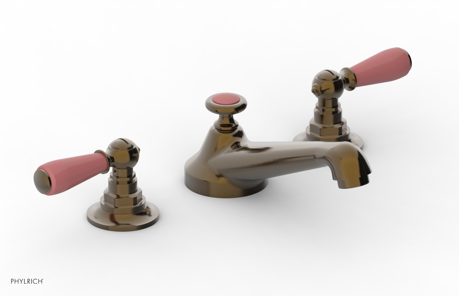 JAMESTOWN Widespread Faucet - Low Spout - Lever Handle with "Pink" Accents 165-02