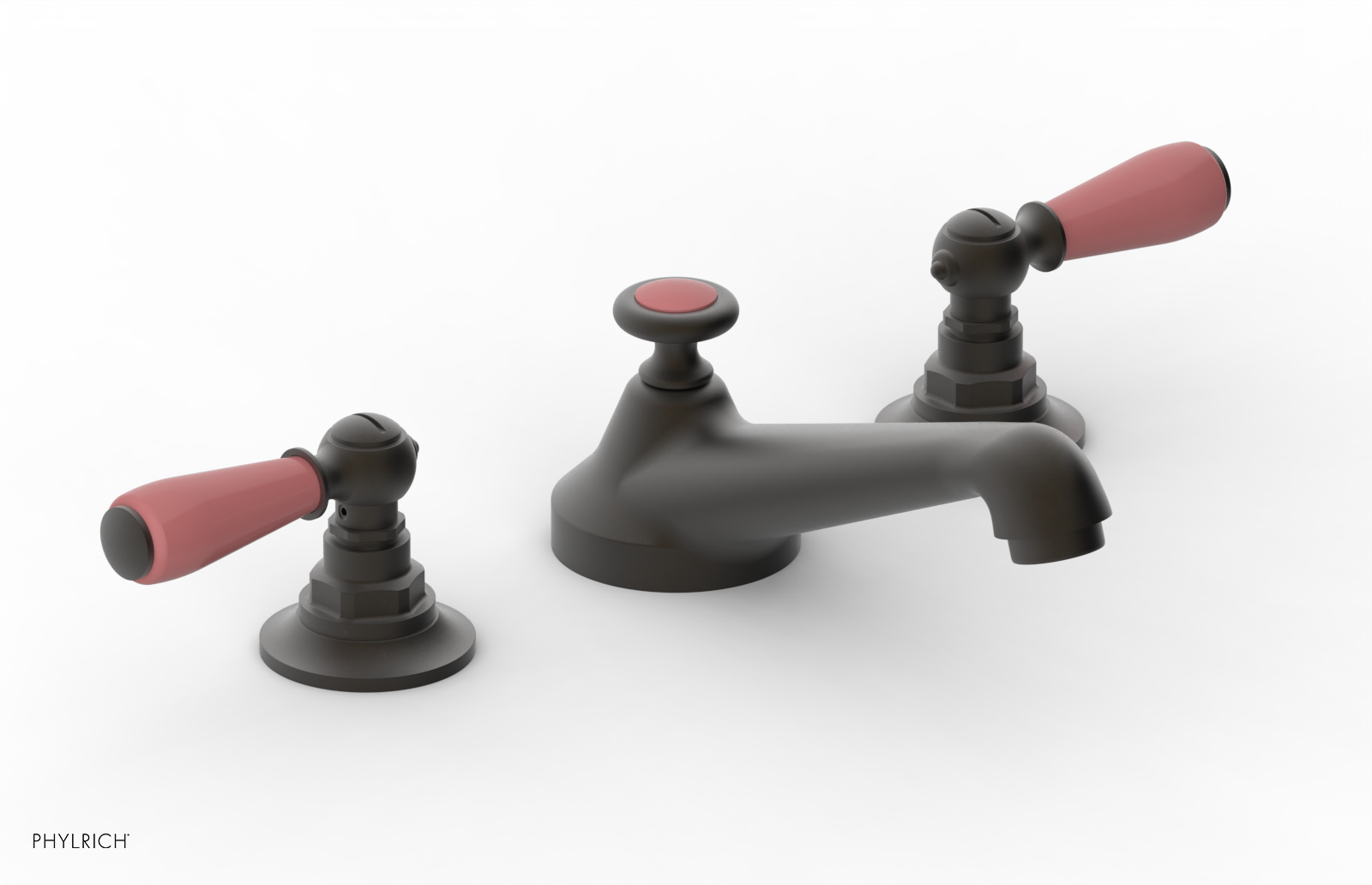 JAMESTOWN Widespread Faucet - Low Spout - Lever Handle with "Pink" Accents 165-02