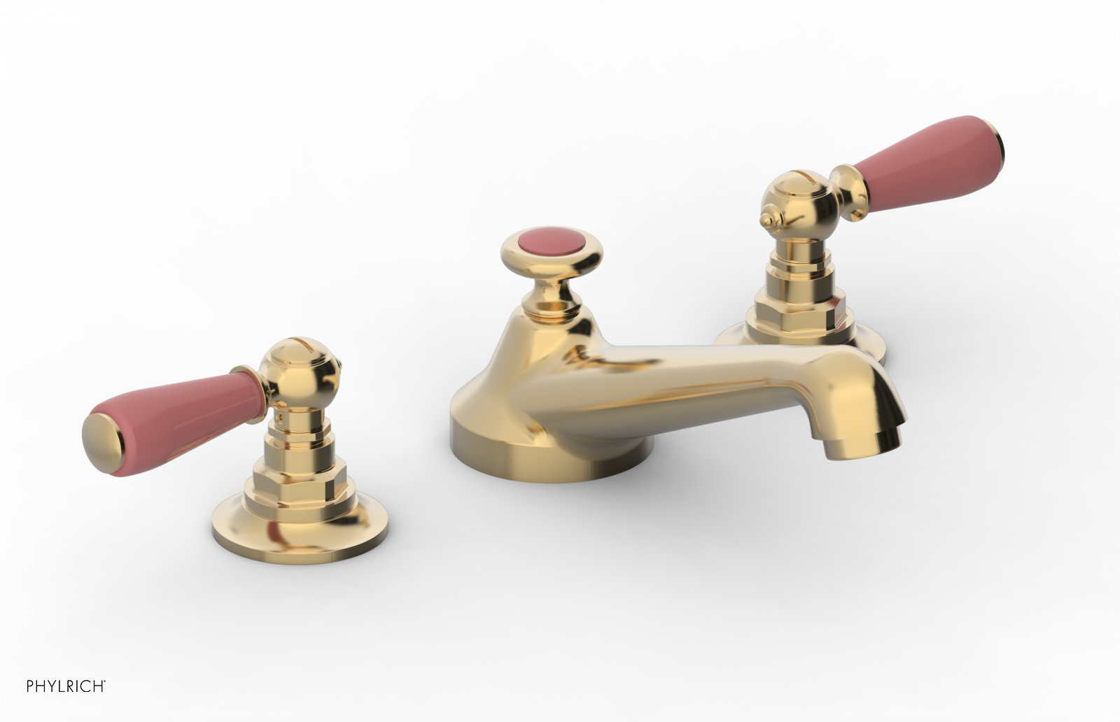 JAMESTOWN Widespread Faucet - Low Spout - Lever Handle with "Pink" Accents 165-02