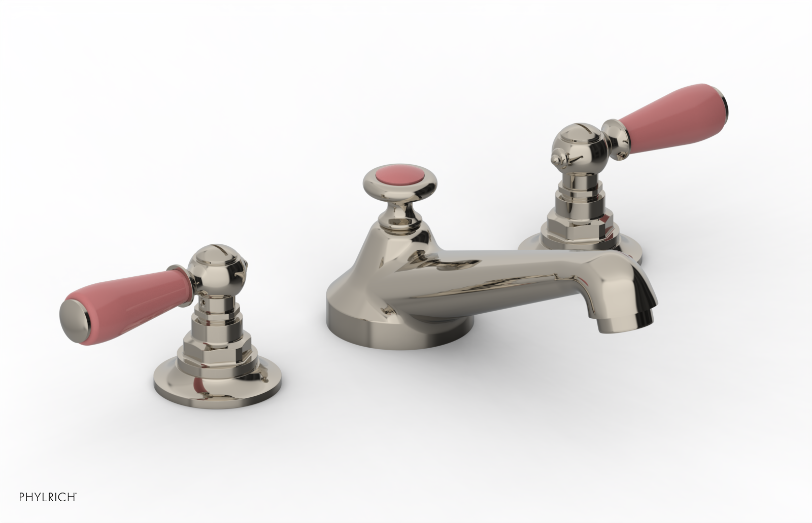 JAMESTOWN Widespread Faucet - Low Spout - Lever Handle with "Pink" Accents 165-02