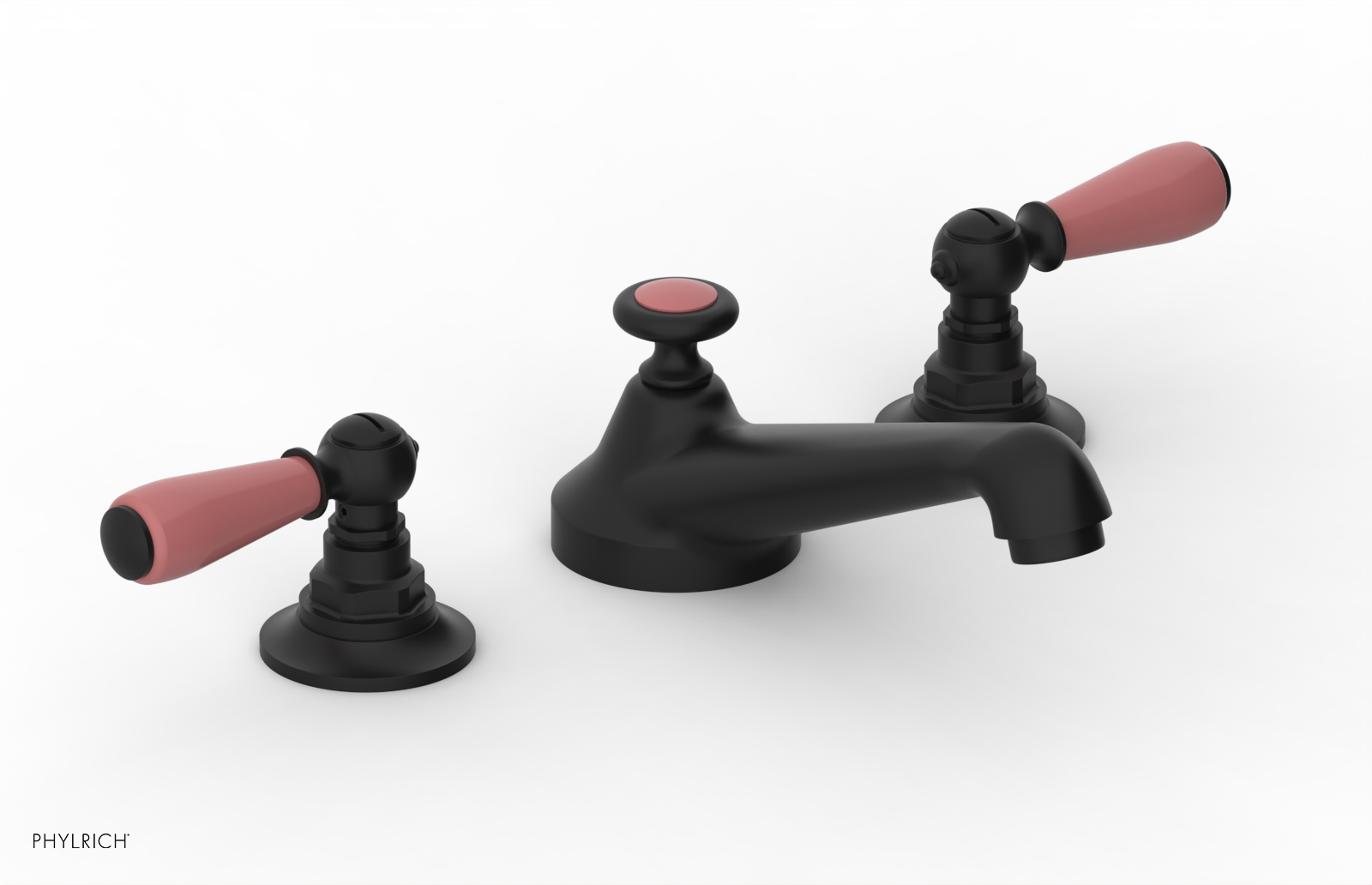 JAMESTOWN Widespread Faucet - Low Spout - Lever Handle with "Pink" Accents 165-02