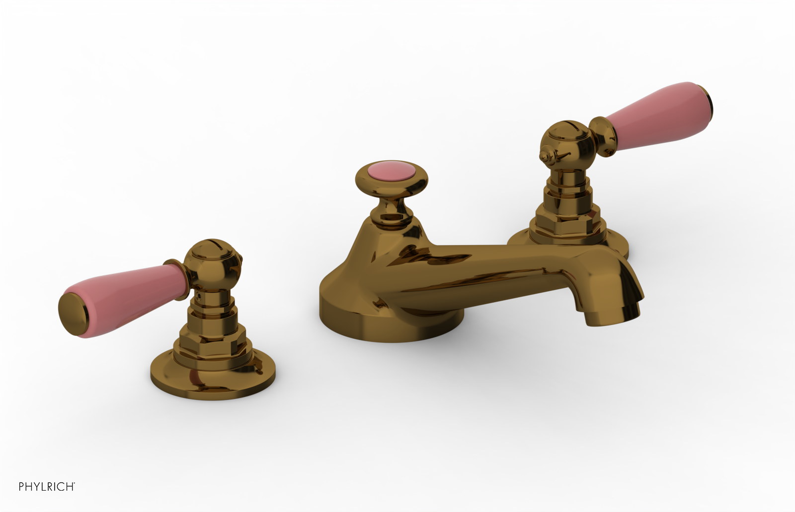 JAMESTOWN Widespread Faucet - Low Spout - Lever Handle with "Pink" Accents 165-02