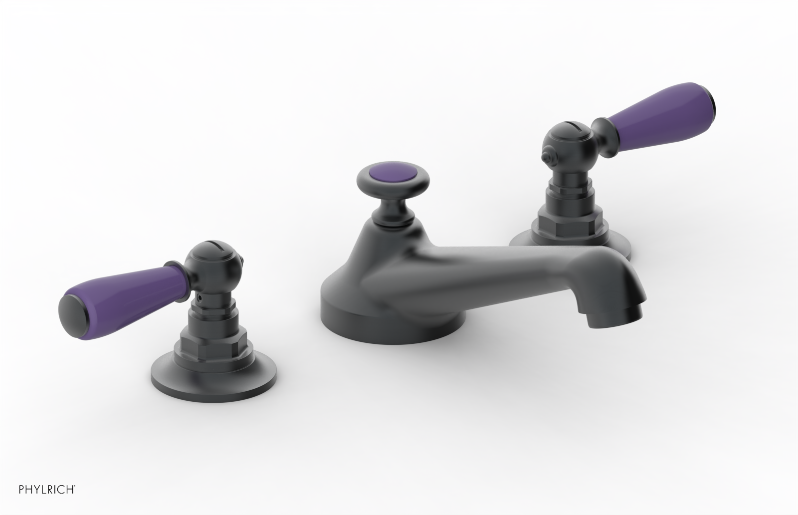 JAMESTOWN Widespread Faucet - Low Spout - Lever Handle with "Purple" Accents 165-02