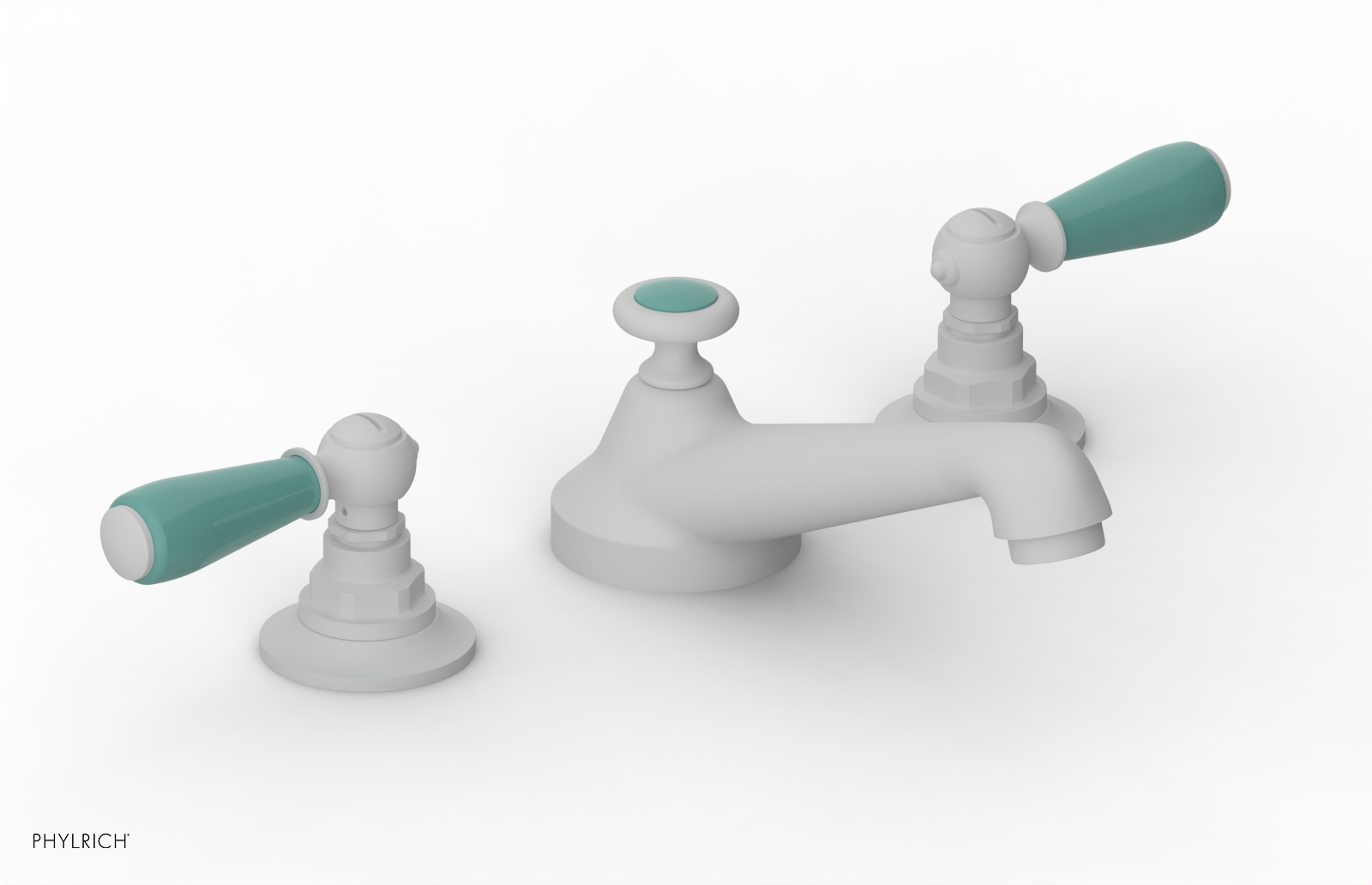 JAMESTOWN Widespread Faucet - Low Spout - Lever Handle with "Turqoise" Accents 165-02