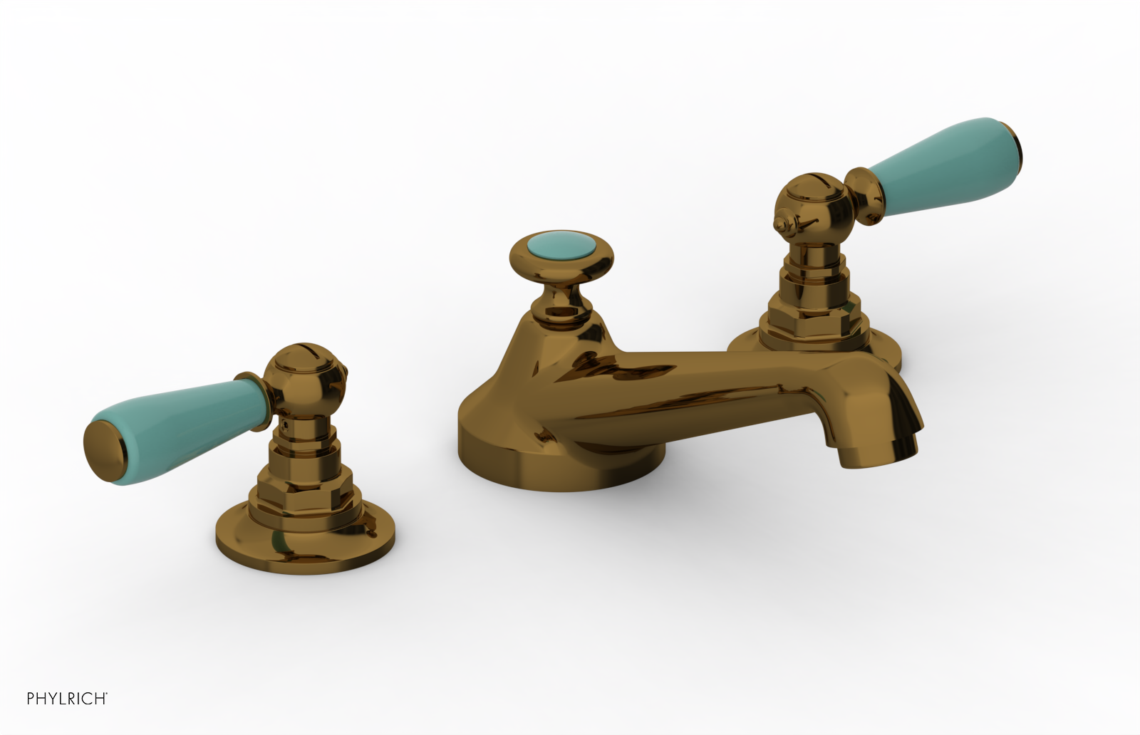 JAMESTOWN Widespread Faucet - Low Spout - Lever Handle with "Turqoise" Accents 165-02