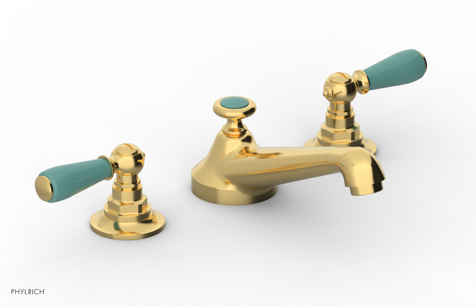 JAMESTOWN Widespread Faucet - Low Spout - Lever Handle with "Turqoise" Accents 165-02