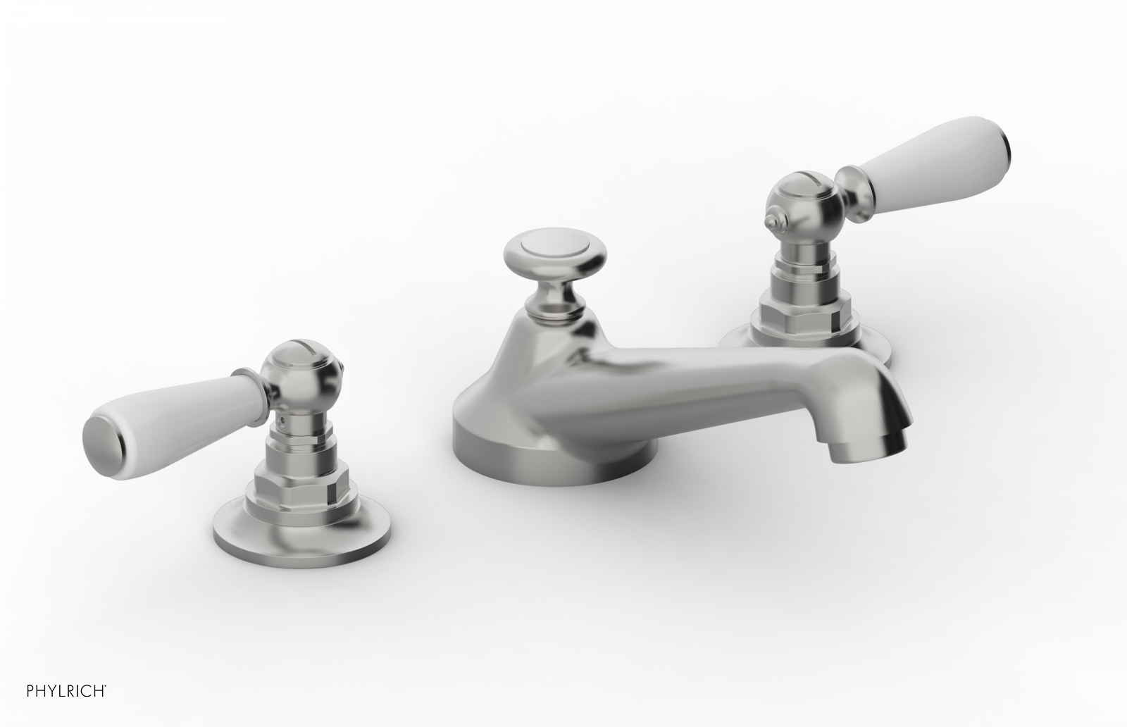 JAMESTOWN Widespread Faucet - Low Spout - Lever Handle with "White" Accents 165-02