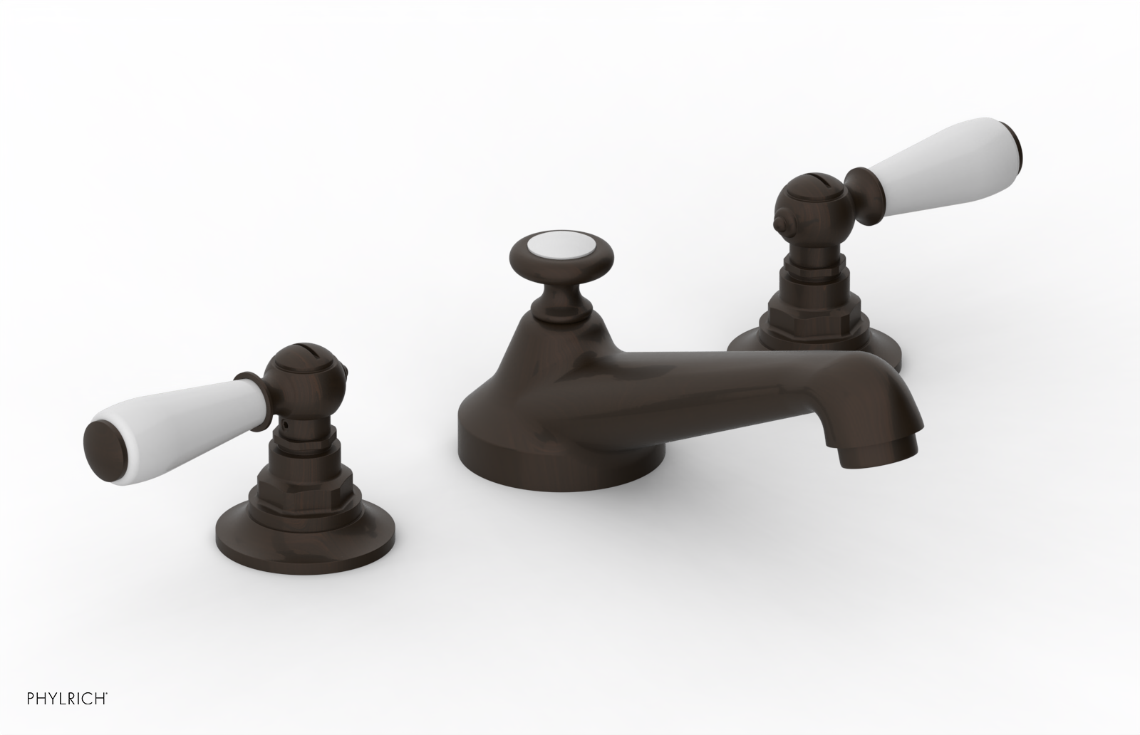 JAMESTOWN Widespread Faucet - Low Spout - Lever Handle with "White" Accents 165-02