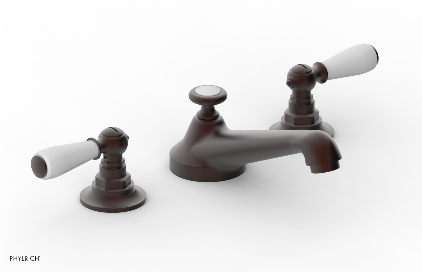 JAMESTOWN Widespread Faucet - Low Spout - Lever Handle with "White" Accents 165-02