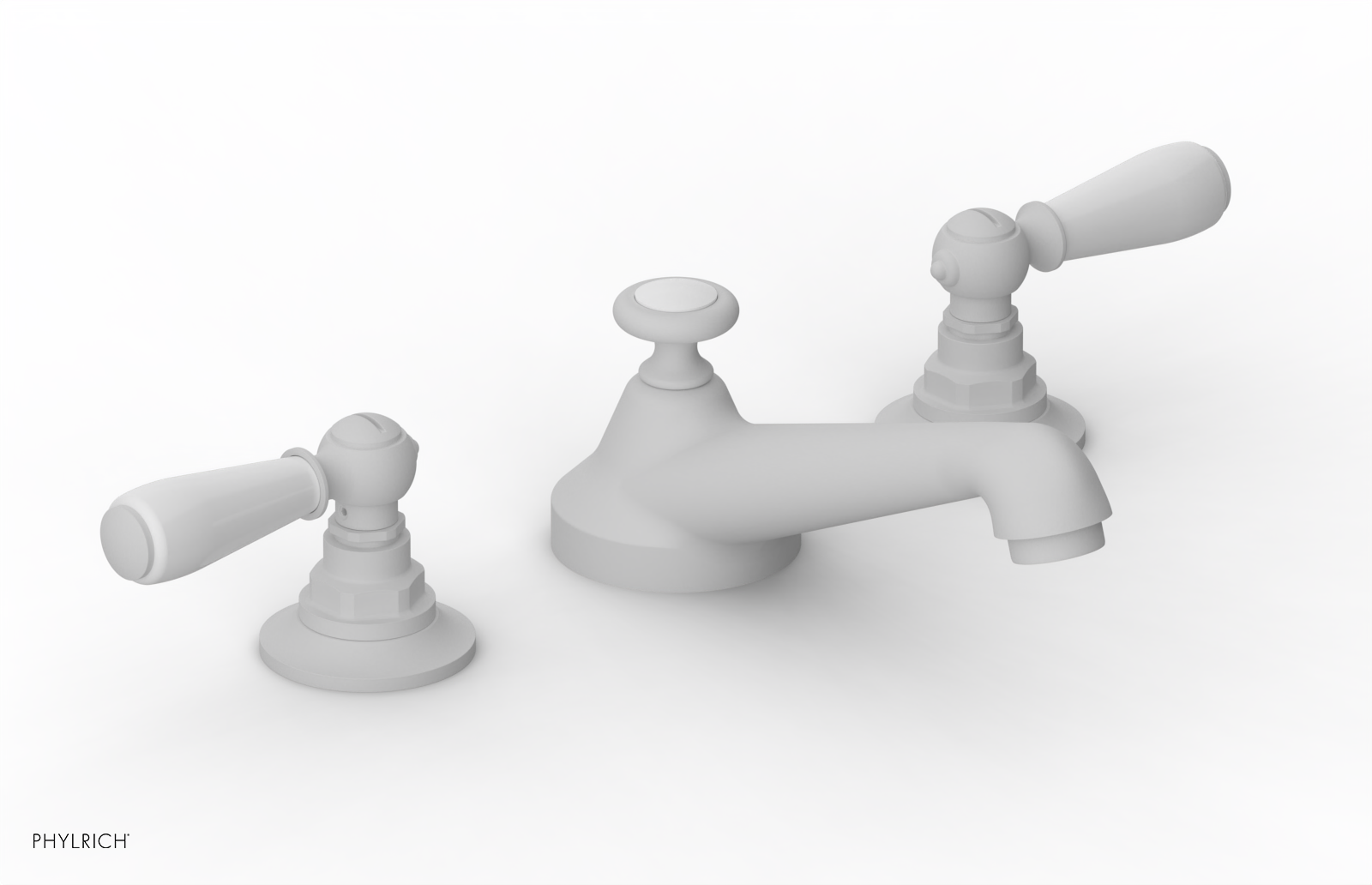 JAMESTOWN Widespread Faucet - Low Spout - Lever Handle with "White" Accents 165-02