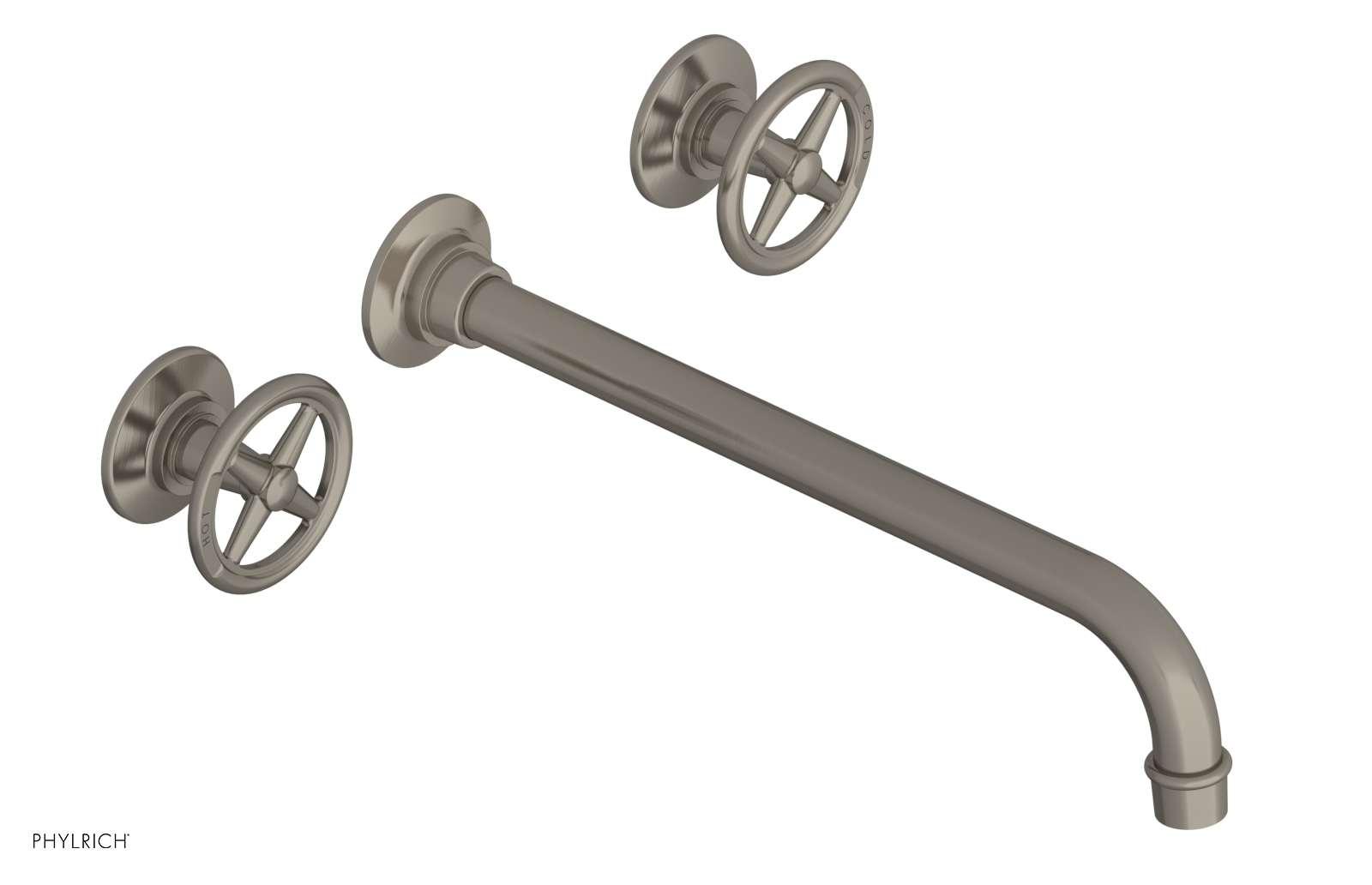 WORKS Wall Lavatory Set 12" Spout - Cross Handles 220-11-12