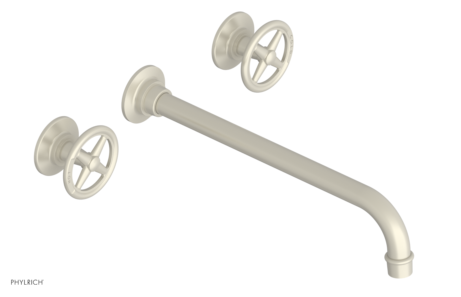 WORKS Wall Lavatory Set 12" Spout - Cross Handles 220-11-12