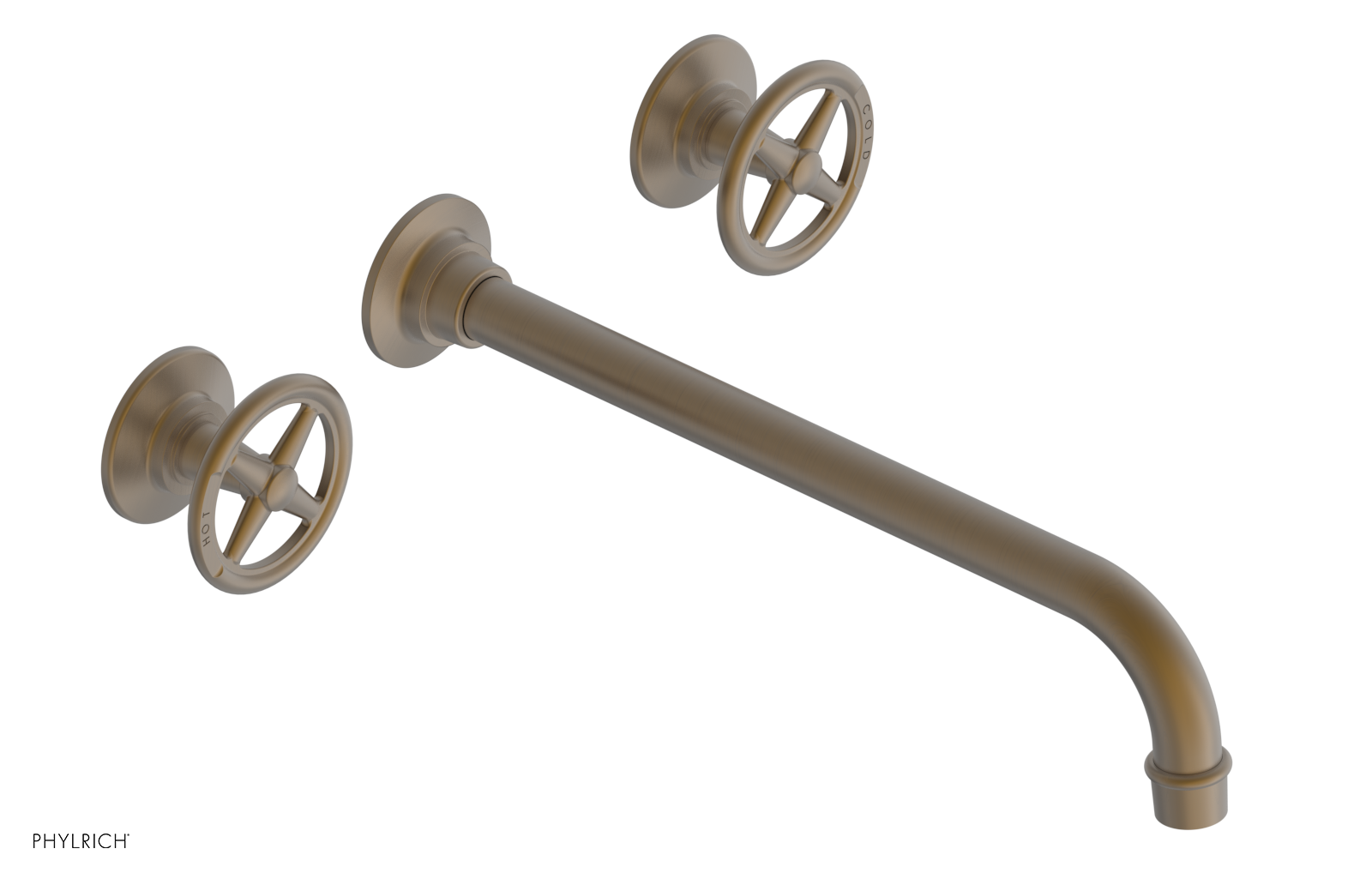 WORKS Wall Lavatory Set 12" Spout - Cross Handles 220-11-12