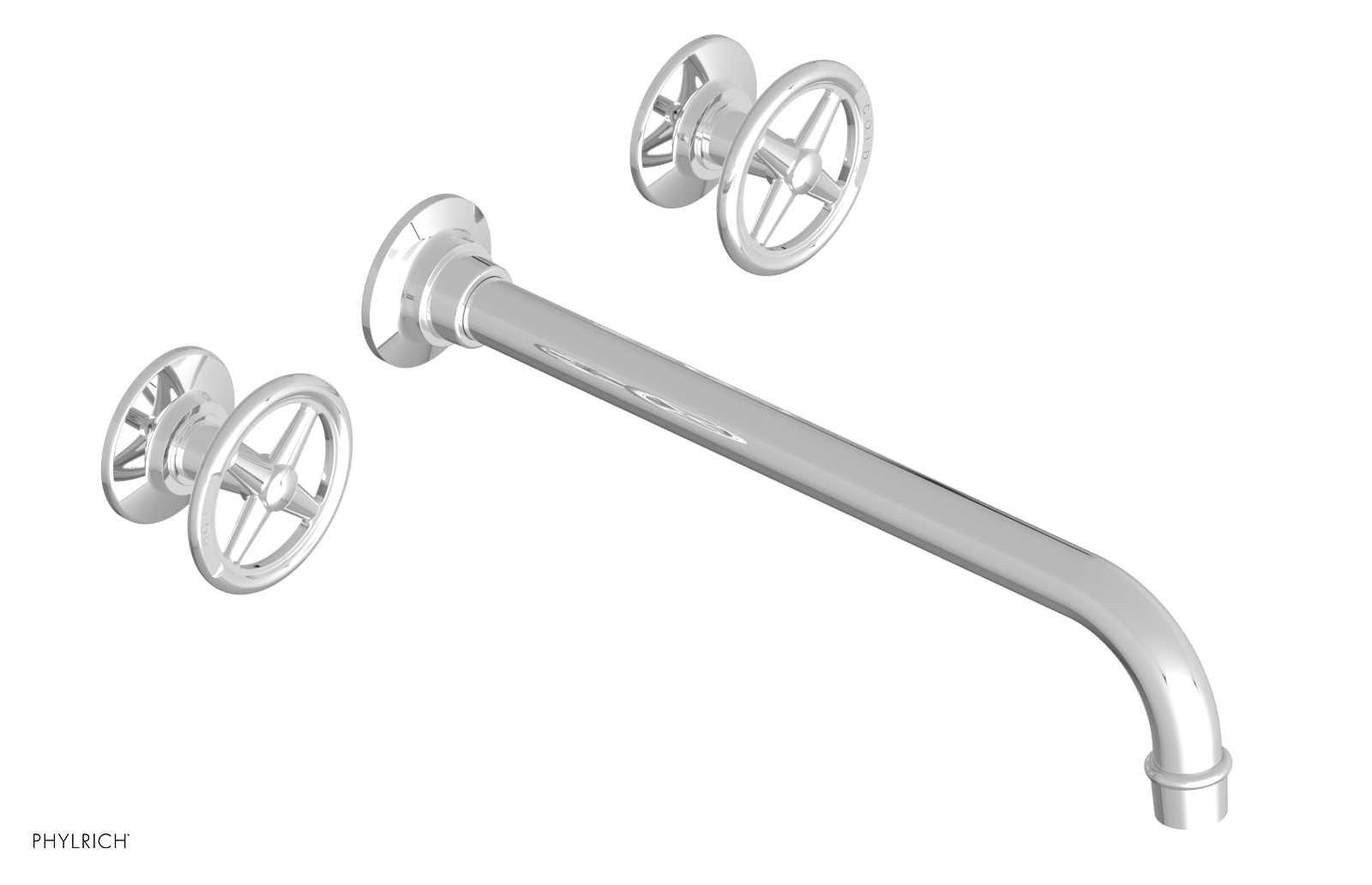 WORKS Wall Lavatory Set 12" Spout - Cross Handles 220-11-12