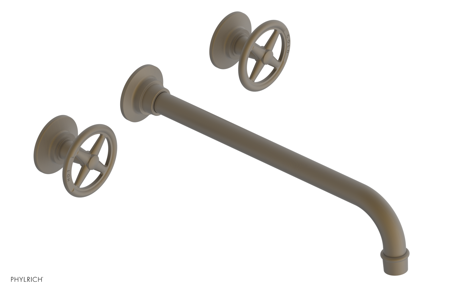 WORKS Wall Lavatory Set 12" Spout - Cross Handles 220-11-12