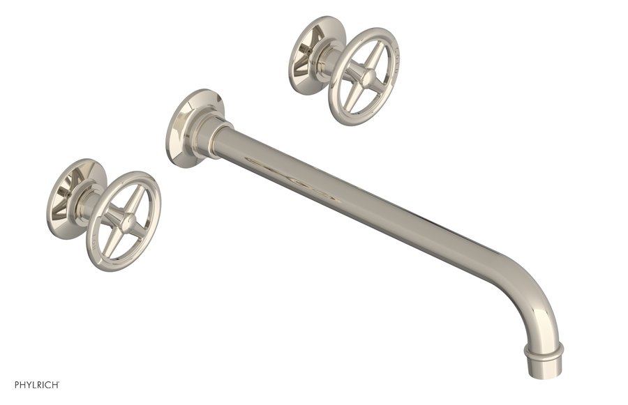 WORKS Wall Lavatory Set 12" Spout - Cross Handles 220-11-12