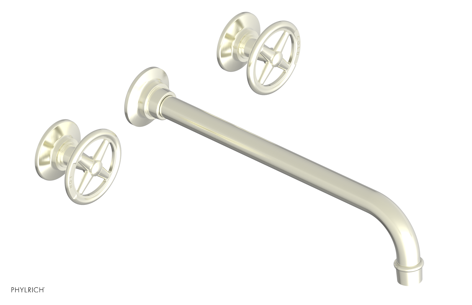 WORKS Wall Lavatory Set 12" Spout - Cross Handles 220-11-12