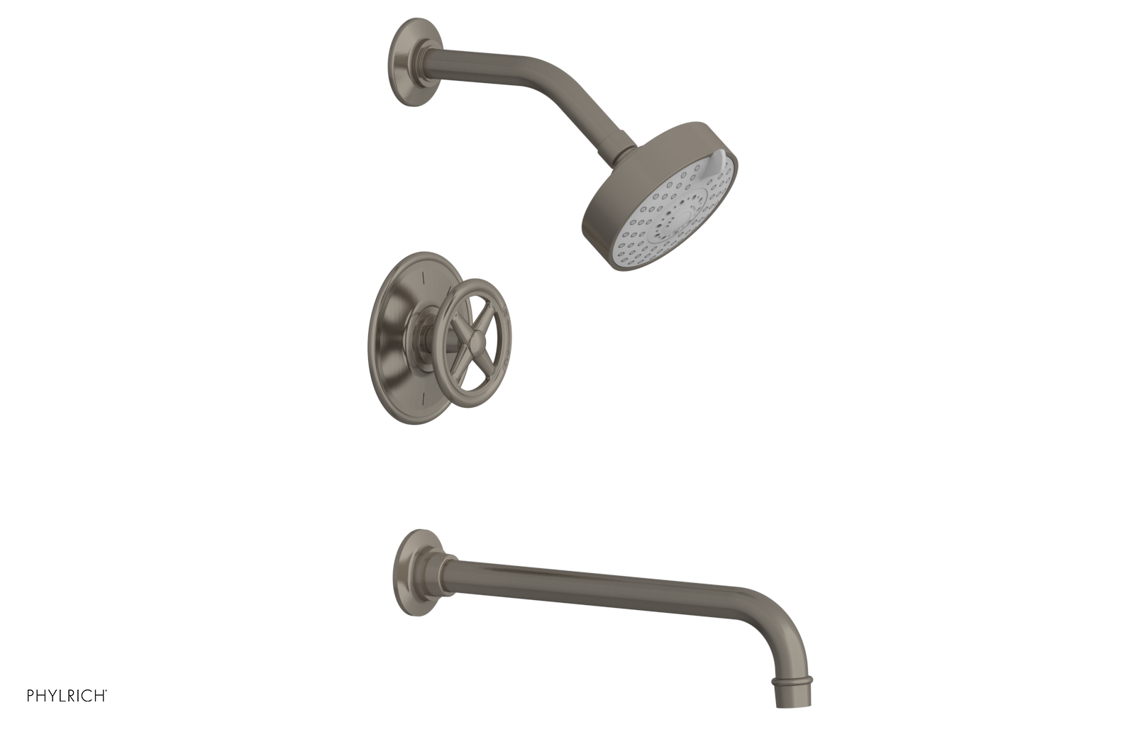 WORKS 12" Pressure Balance Tub and Shower Set - Cross Handle 220-26-12