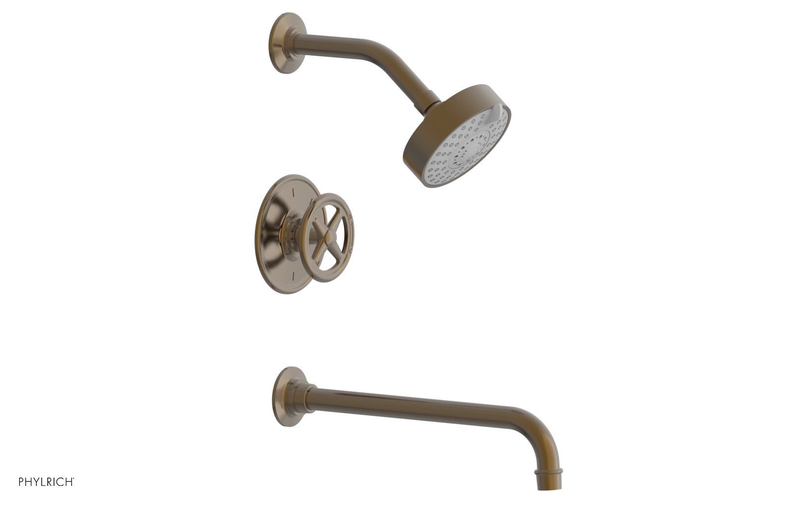 WORKS 12" Pressure Balance Tub and Shower Set - Cross Handle 220-26-12