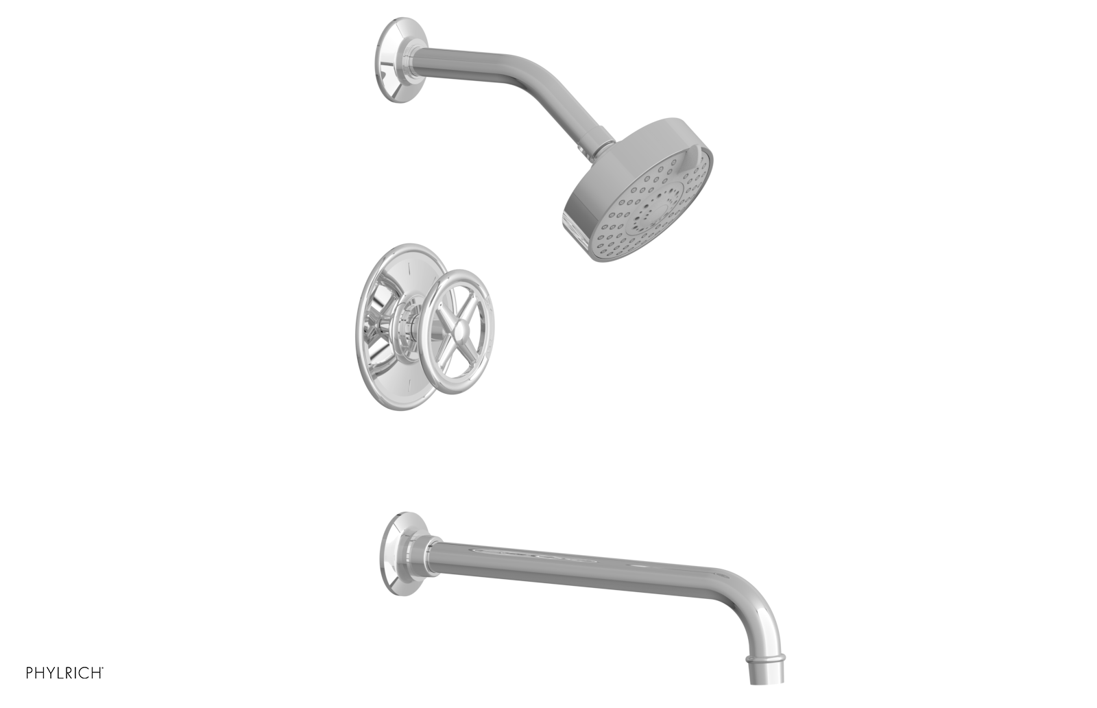 WORKS 12" Pressure Balance Tub and Shower Set - Cross Handle 220-26-12