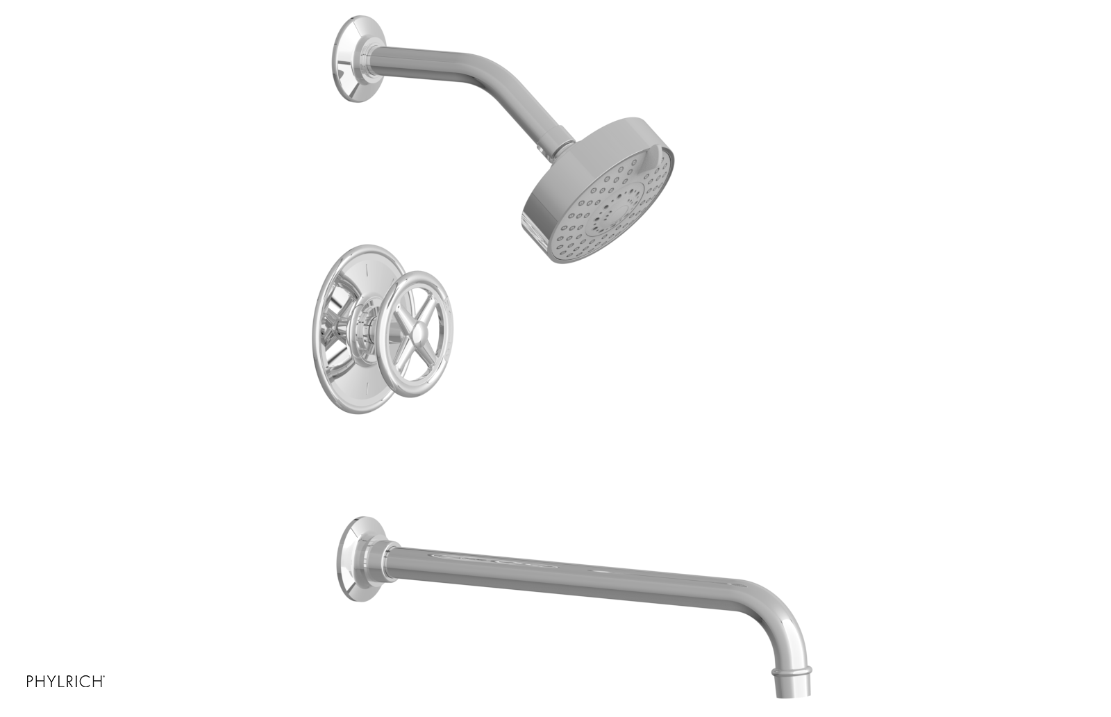 WORKS 14" Pressure Balance Tub and Shower Set - Cross Handle 220-26-14