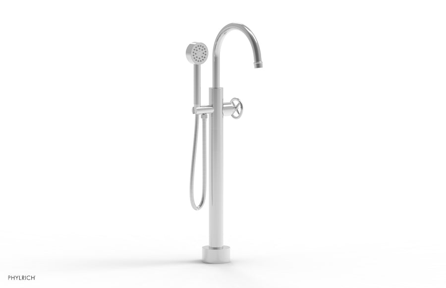 WORKS Low Floor Mount Tub Filler - Cross Handle with Hand Shower  220-44-03