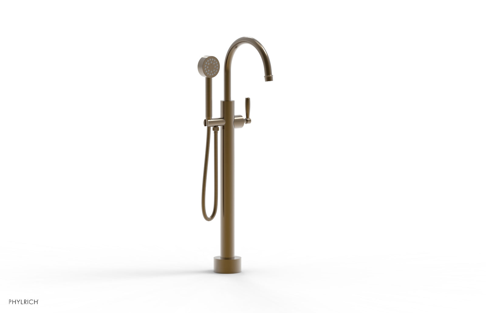 WORKS Low Floor Mount Tub Filler - Lever Handle with Hand Shower  220-45-03