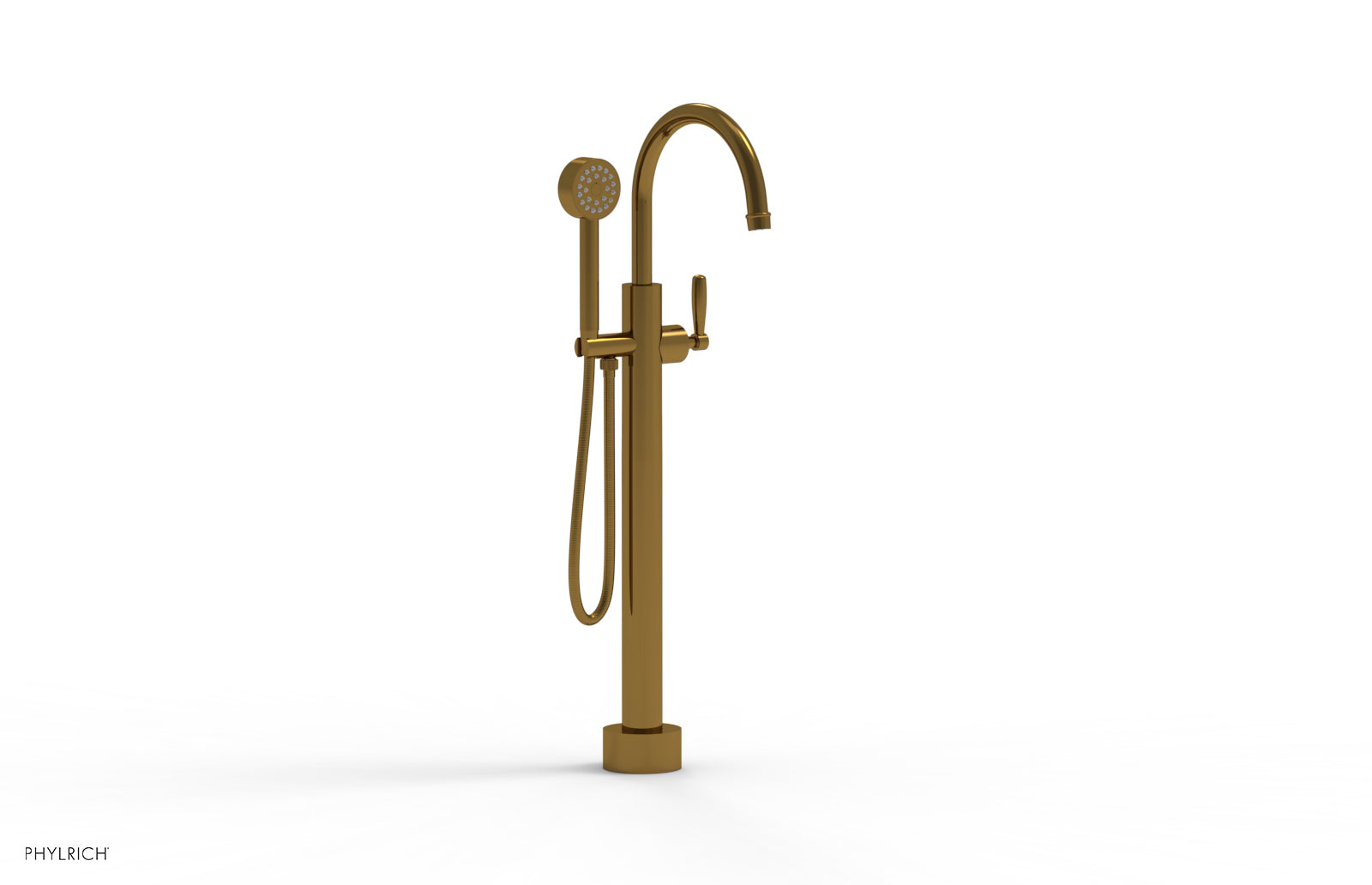 WORKS Low Floor Mount Tub Filler - Lever Handle with Hand Shower  220-45-03