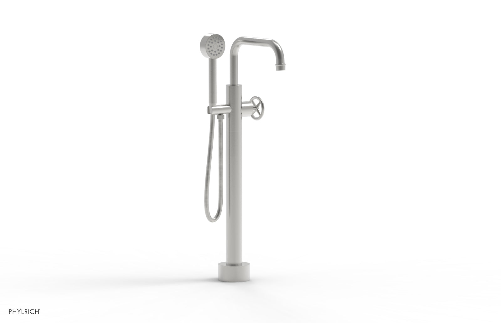 WORKS Low Floor Mount Tub Filler - Cross Handle with Hand Shower  220-46-03