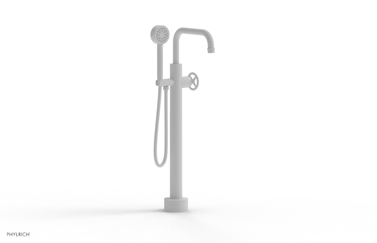 WORKS Low Floor Mount Tub Filler - Cross Handle with Hand Shower  220-46-03