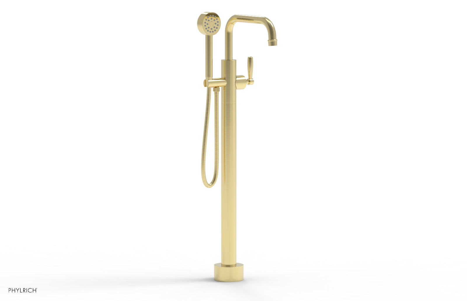 WORKS Tall Floor Mount Tub Filler - Lever Handle with Hand Shower  220-47-01