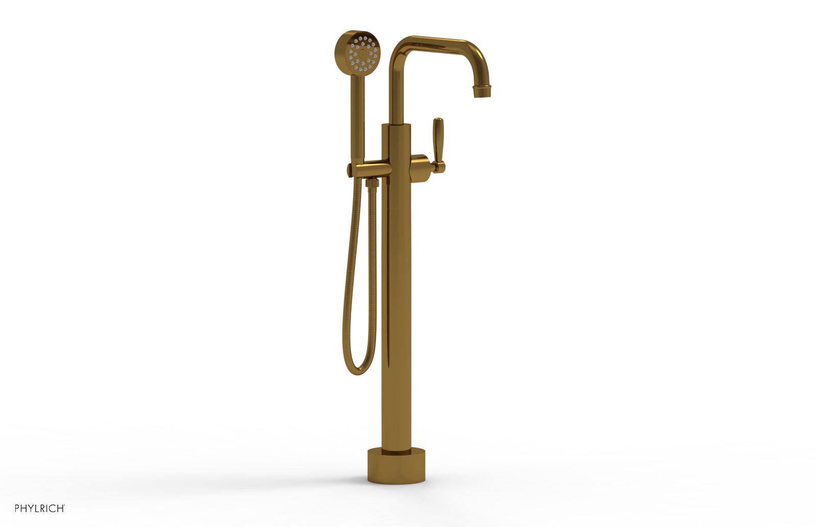 WORKS Low Floor Mount Tub Filler - Lever Handle with Hand Shower  220-47-03