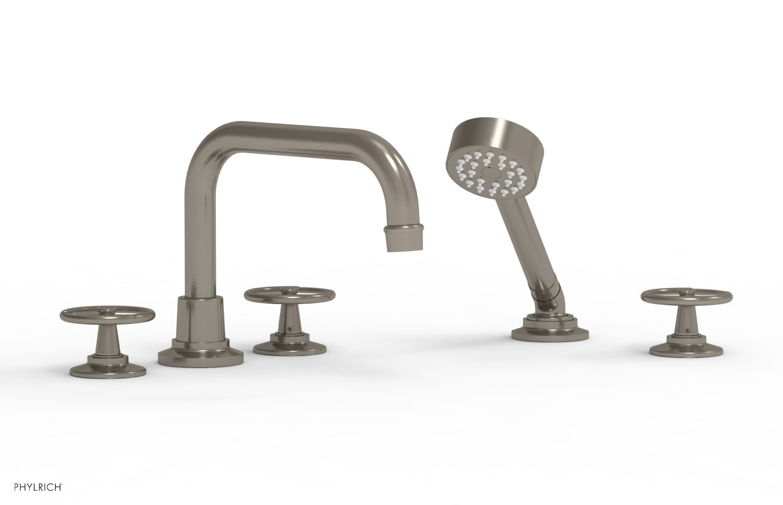 WORKS Deck Tub Set with Hand Shower - Cross Handles 220-50