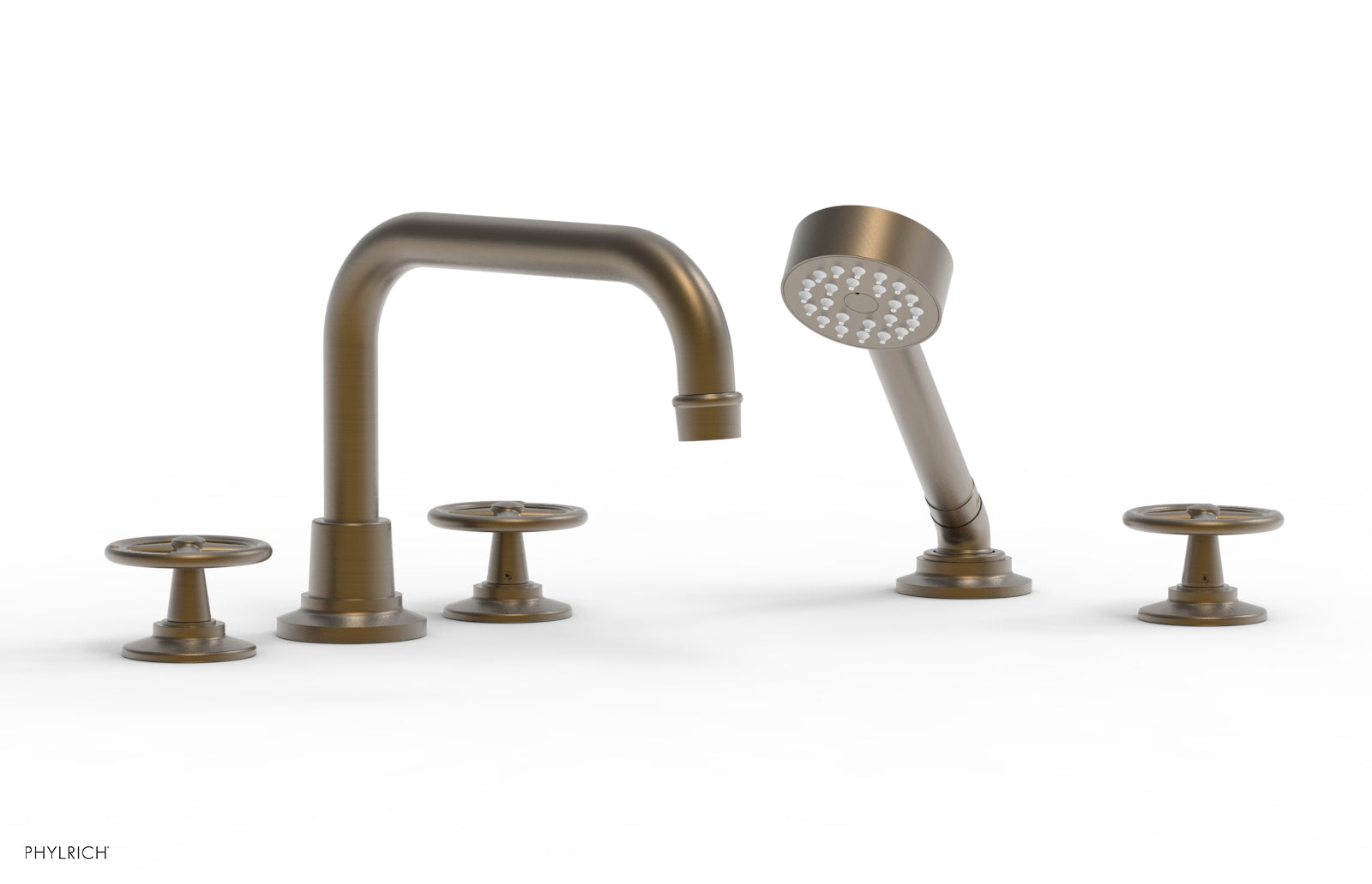 WORKS Deck Tub Set with Hand Shower - Cross Handles 220-50