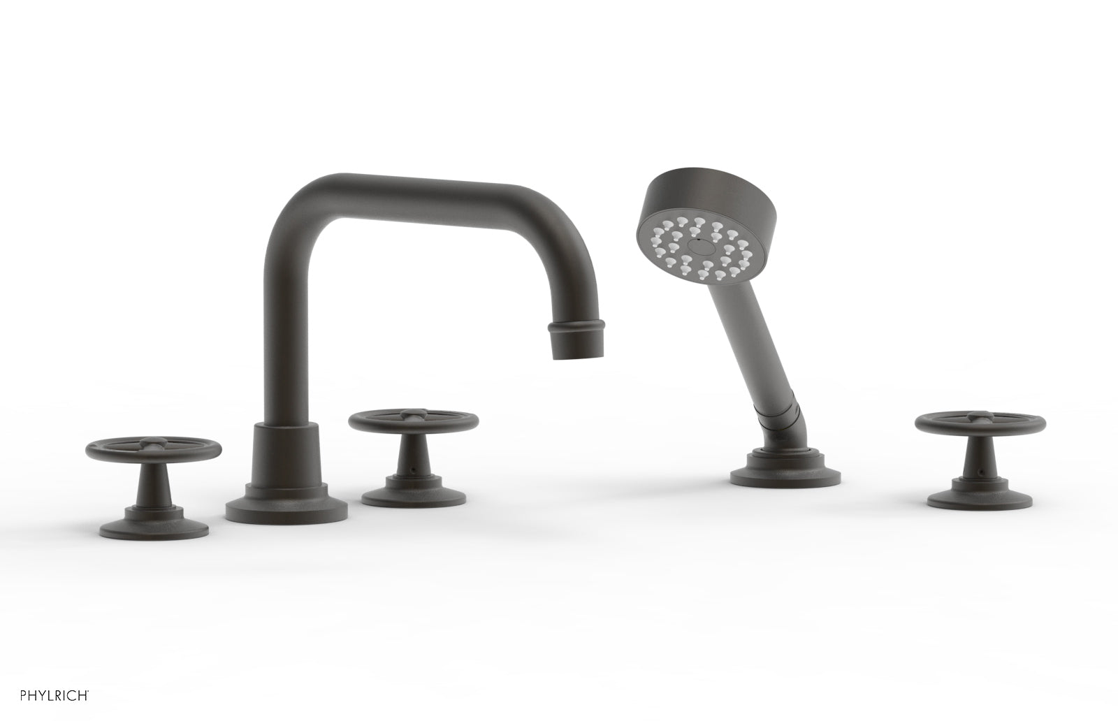 WORKS Deck Tub Set with Hand Shower - Cross Handles 220-50