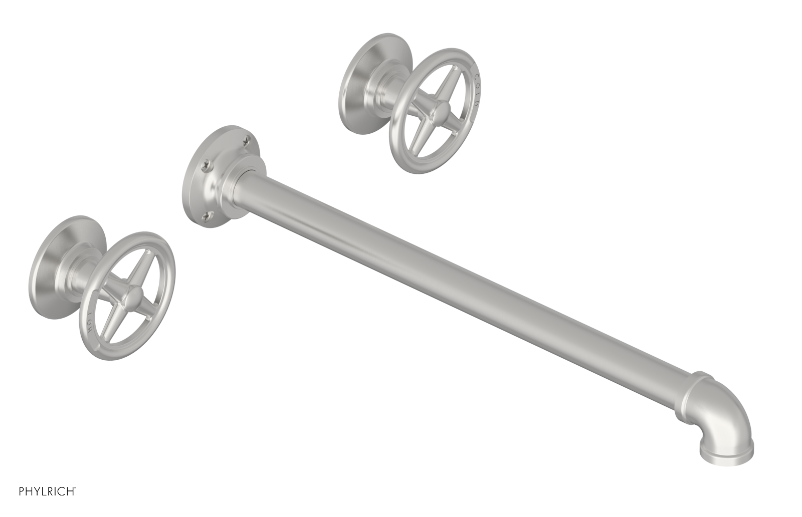 WORKS 2 Wall Lavatory Set 14" Spout - Cross Handles 221-11-14