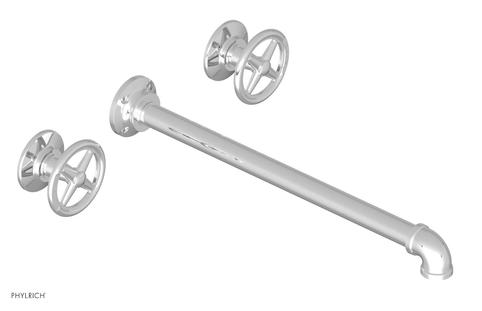 WORKS 2 Wall Lavatory Set 14" Spout - Cross Handles 221-11-14