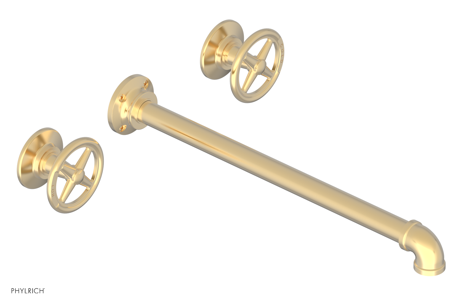 WORKS 2 Wall Lavatory Set 14" Spout - Cross Handles 221-11-14