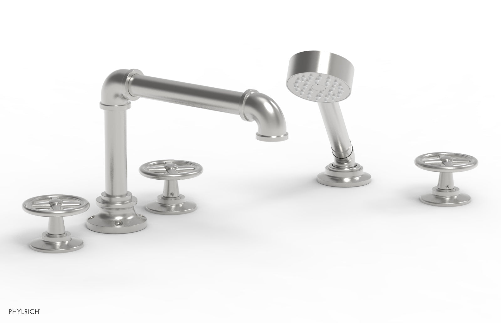 WORKS 2 Deck Tub Set with Hand Shower - Cross Handles 221-48