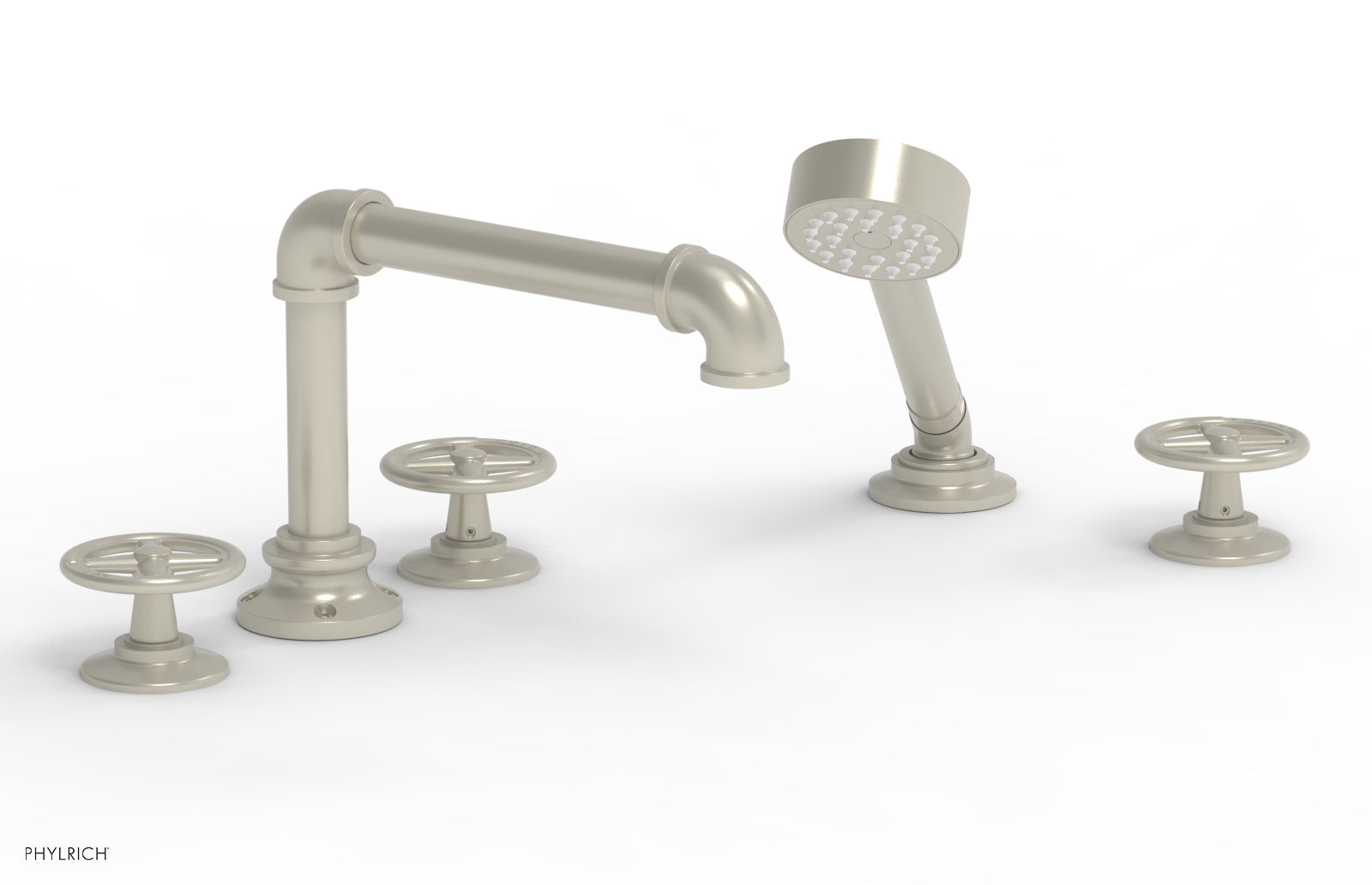 WORKS 2 Deck Tub Set with Hand Shower - Cross Handles 221-48