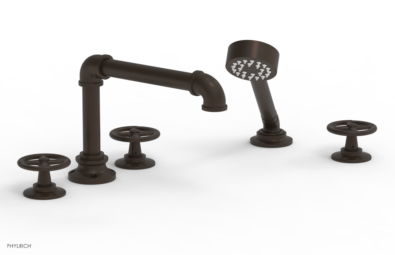 WORKS 2 Deck Tub Set with Hand Shower - Cross Handles 221-48