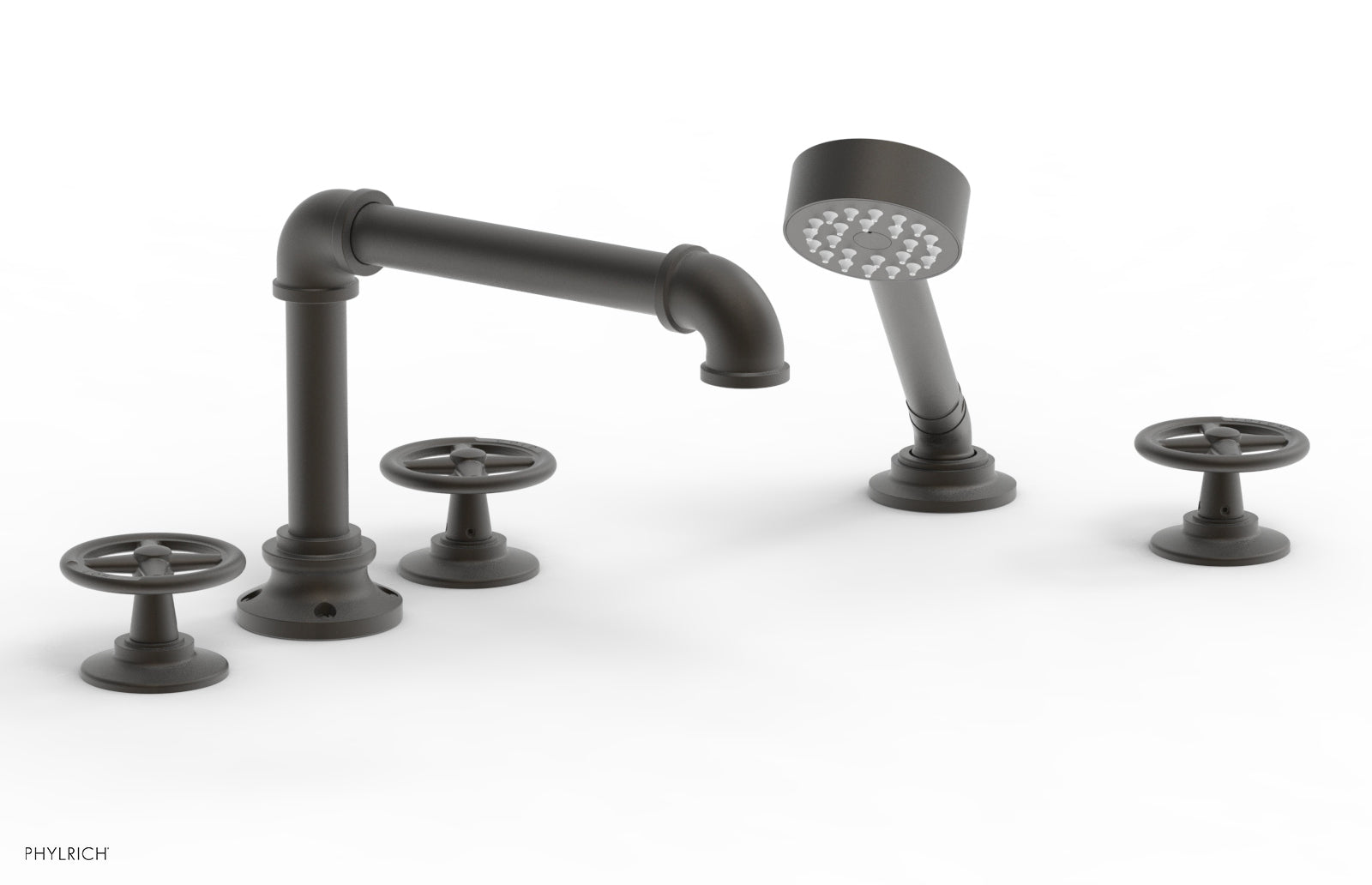 WORKS 2 Deck Tub Set with Hand Shower - Cross Handles 221-48