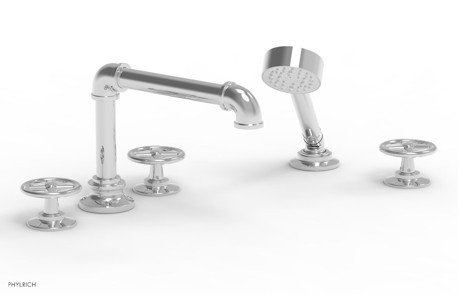 WORKS 2 Deck Tub Set with Hand Shower - Cross Handles 221-48