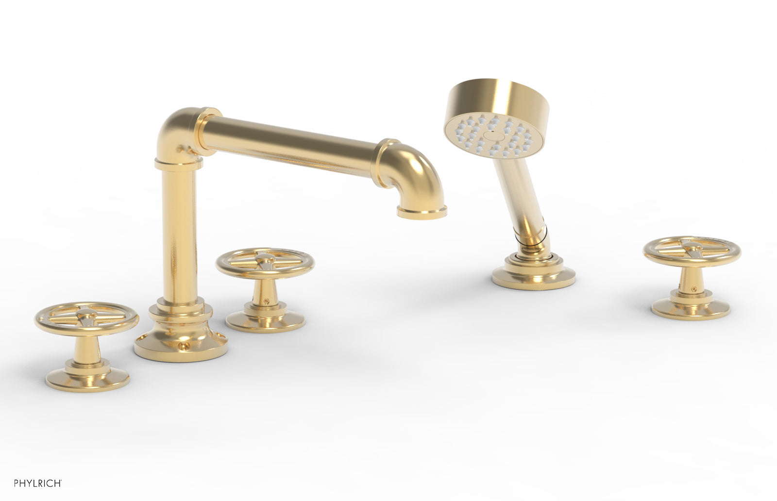 WORKS 2 Deck Tub Set with Hand Shower - Cross Handles 221-48